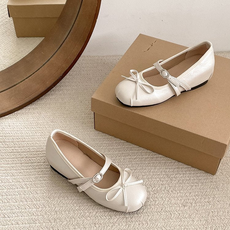 Damen elegante Mary Jane Ballerinas mit modischem Schleifenakzent R&B