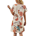 Damen leichtes Freizeitkleid mit floralem Design R&B