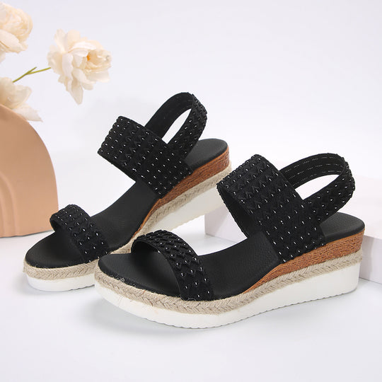 Damen Wedge-Sandalen mit dekorativem Riemendesign und bequemer Sohle R&B