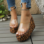 Damen Plateau-Sandalen mit transparenter Obermaterial R&B
