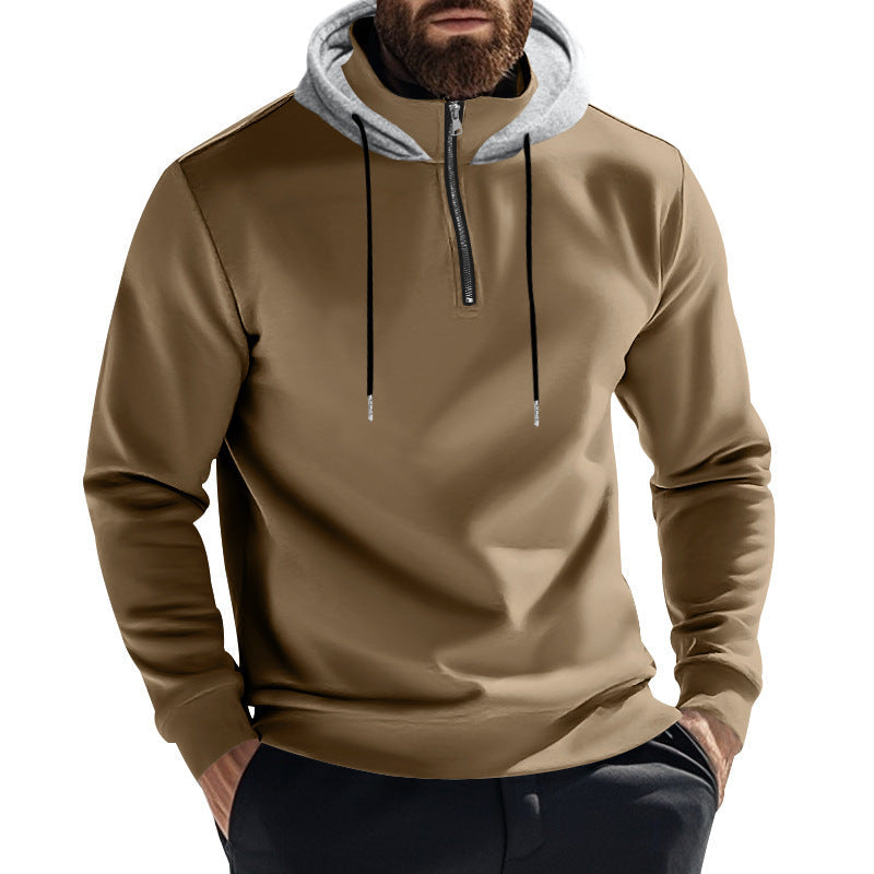 Herren Sportlicher Kapuzenpullover mit halbem Reißverschluss und atmungsaktivem Material R&B