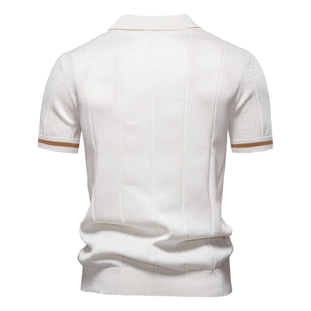 Herren Polohemd mit kurzer Knopfleiste und strukturiertem Design