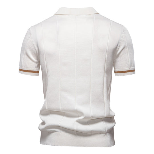 Herren Polohemd mit kurzer Knopfleiste und strukturiertem Design R&B
