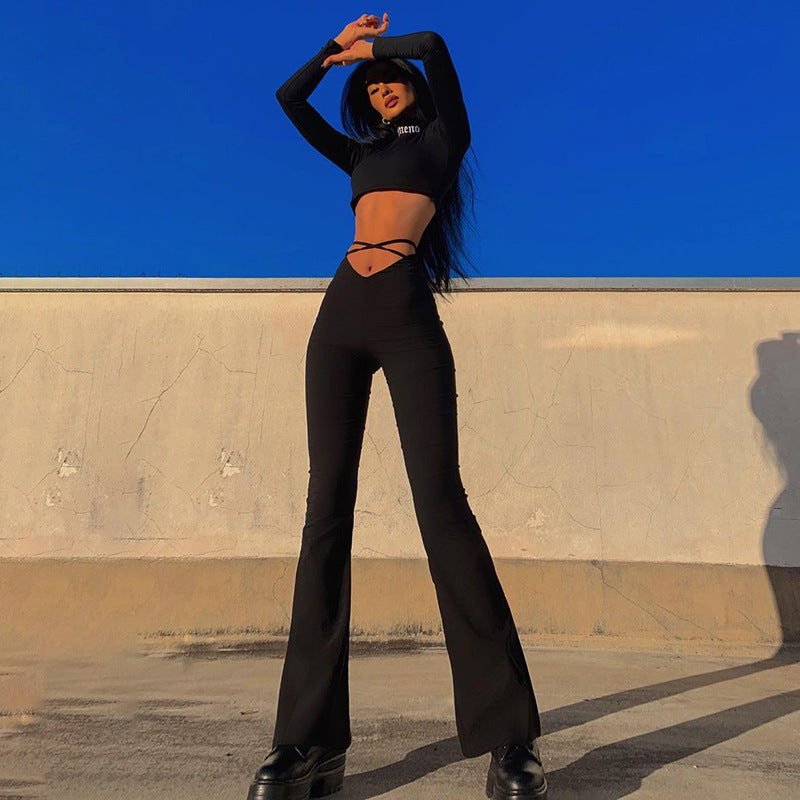 Damen Figurbetonter Jumpsuit mit seitlichem Schlitz und langem Bein R&B