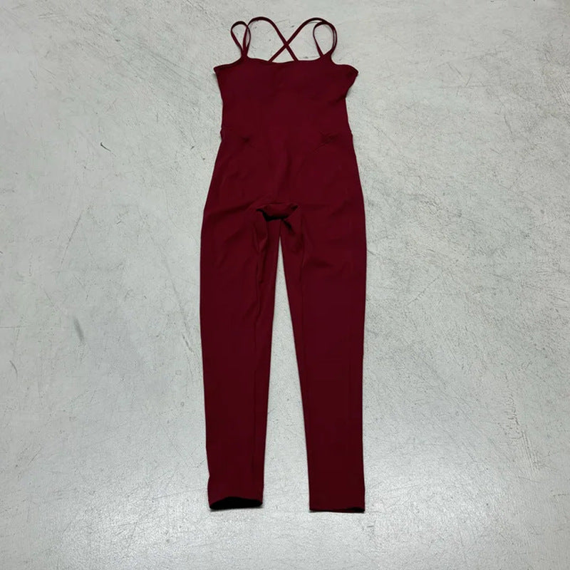 Damen Sportlicher Jumpsuit mit verstellbaren Trägern und körperbetontem Schnitt R&B