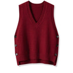 Damen Strickweste mit V-Ausschnitt und Knopfdetails R&B