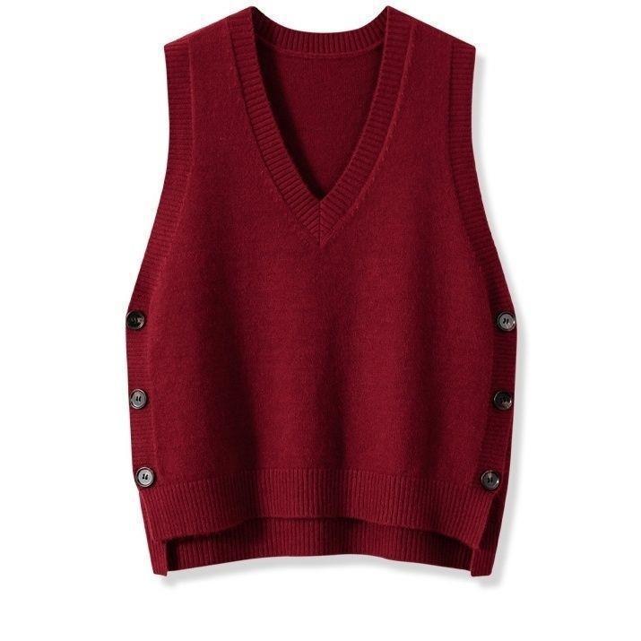 Damen Strickweste mit V-Ausschnitt und Knopfdetails R&B