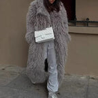 Damen Flauschiger Oversized-Mantel aus Kunstpelz R&B