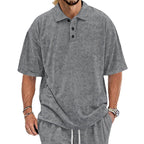 Herren Poloshirt mit strukturiertem Design und praktischen Knöpfen