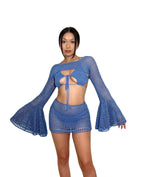 Damen gehäkeltes Strandoutfit mit verspielten Rüschendetails R&B