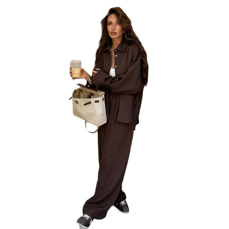 Damen Loungewear-Anzug aus leichtem Leinen R&B