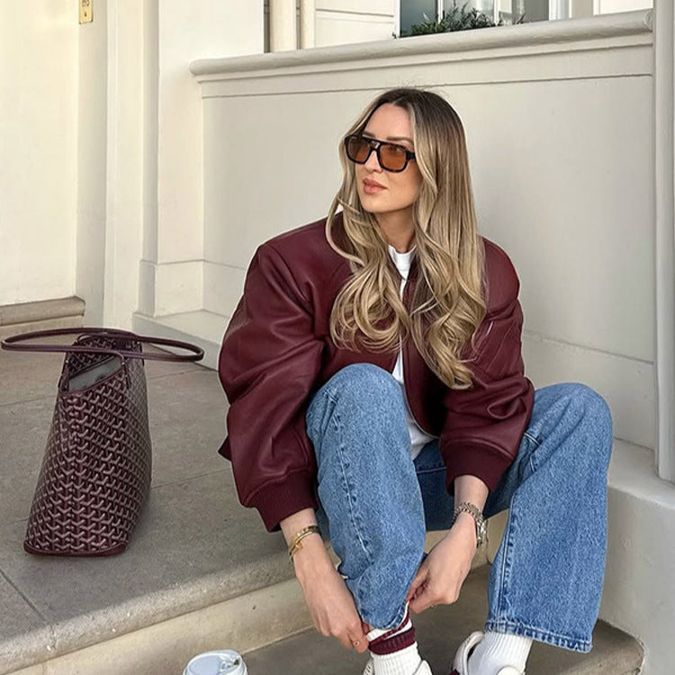 Damen Lässige jacke mit voluminösen Ärmeln und Reißverschluss R&B