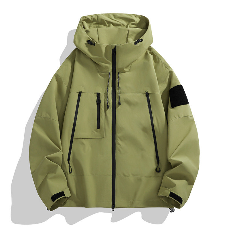 Herren technische Outdoor-Jacke mit verstellbarem Kapuzendesign und multifunktionalen Taschen R&B