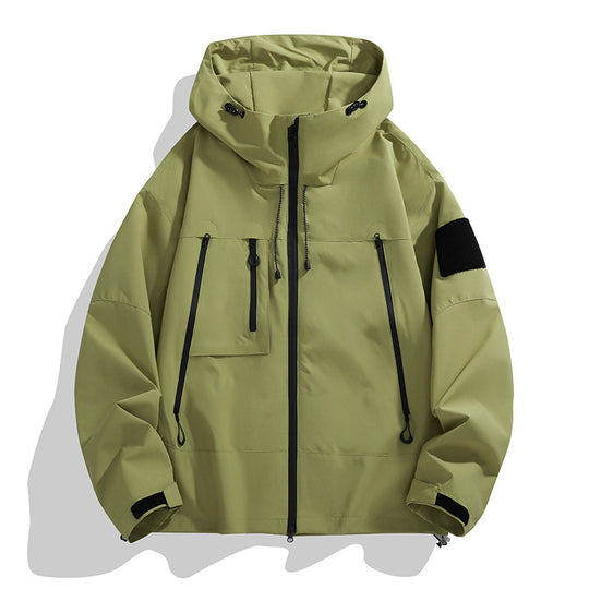 Herren technische Outdoor-Jacke mit verstellbarem Kapuzendesign und multifunktionalen Taschen R&B