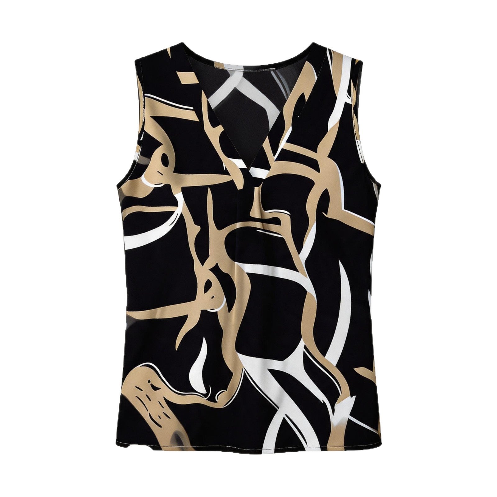 Damen Elegantes V-Ausschnitt Top mit R&Brnem grafischen Muster R&B