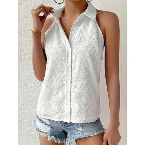 Damen ärmelloses Blusenshirt mit eleganter Struktur R&B