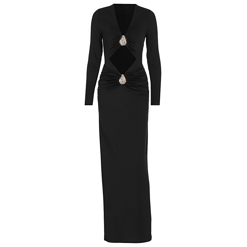 Damen Glamouröses Abendkleid mit raffinierten Cut-Outs und funkelnden Details R&B