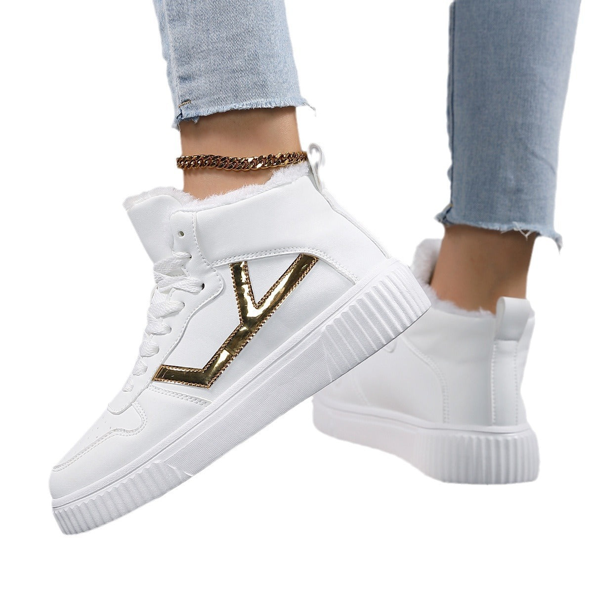 Damen Hohe Sneaker mit warmem Futter und rutschfester Sohle