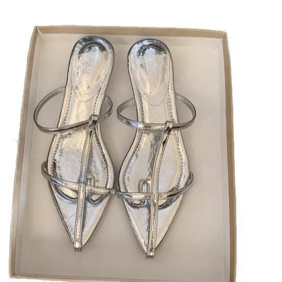 Damen elegante Slipper mit verstellbaren Riemen und spitzem Design R&B