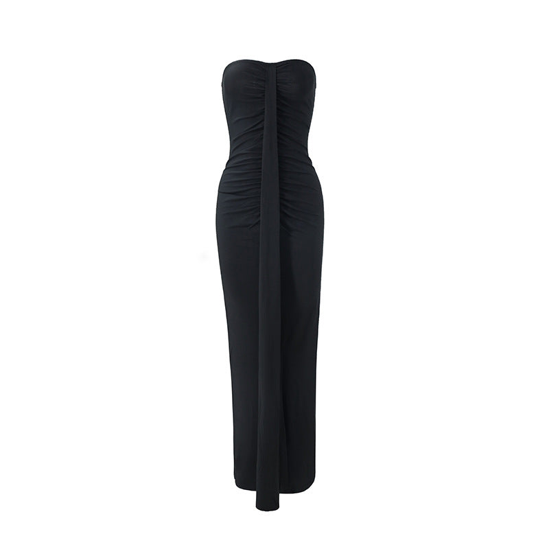 Damen Maxikleid mit schickem trägerlosem Design und figurschmeichelnder Raffung R&B