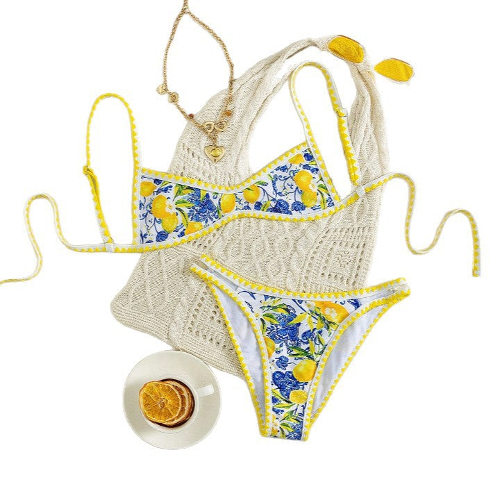 Damen Bikini mit fruchtigem Motiv und raffinierten Schnitt R&B