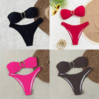 Damen Bandeau-Bikini mit eleganter Goldschließe R&B