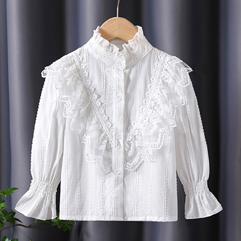 Mädchen Rüschenbluse mit eleganten Spitzenakzenten R&B