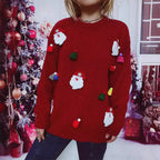 Damen Weihnachts-Pullover mit festlichem Santa-Motiv und strukturierter Strickqualität R&B