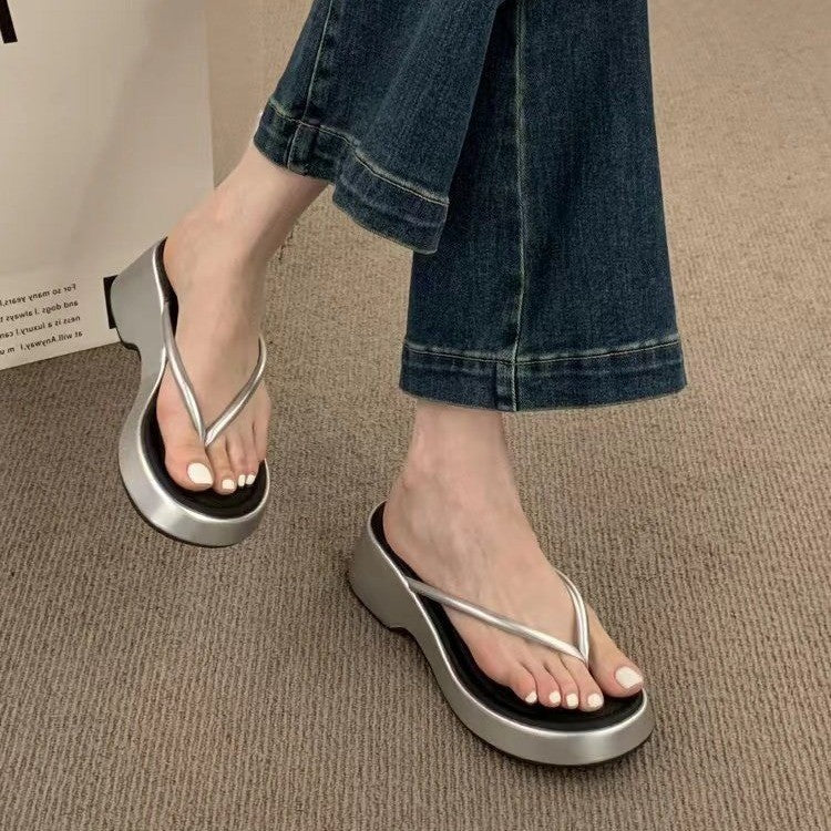 Damen komfortable Zehentrenner-Sandalen mit stützendem Plateau EB