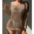 Damen luftiger Grobstrick Pullover mit weitem Schnitt und offenen Ärmeln R&B