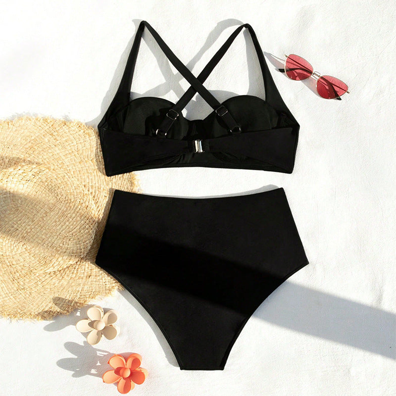 Damen Hochtaillierter Bikini mit gepolstertem Oberteil und regulierbaren Trägern R&B