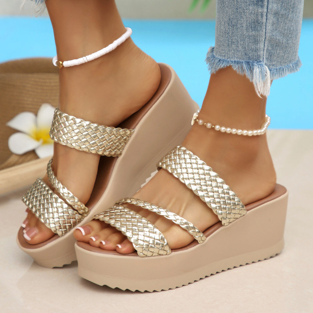 Damen hohe Sandalen mit geflochtenem Riemendesign R&B