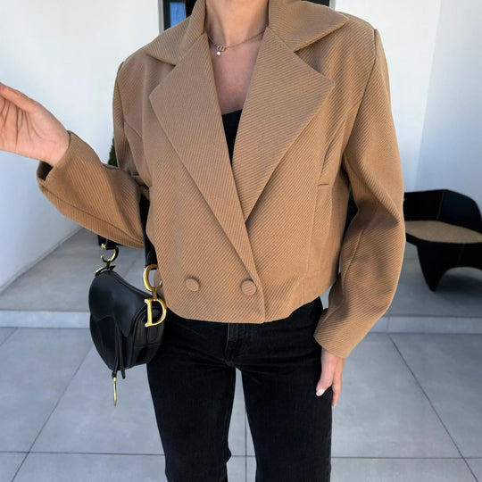 Damen schicke taillierte Blazerjacke mit doppelter Knopfleiste R&B