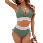 Damen Bikinioberteil mit hoher Taille und dekorativem Strickmuster R&B