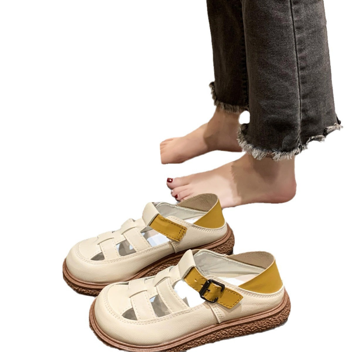 Damen Fußfreundliche Sandalen mit modischem Riemchen-Design