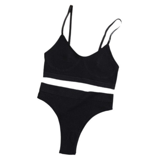 Damen Unterwäsche-Set aus bequemem, elastischem Material mit elegantem Rippen-Design R&B