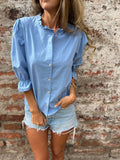 Damen luftige Bluse mit Rüschendetails und voluminösen Ärmeln