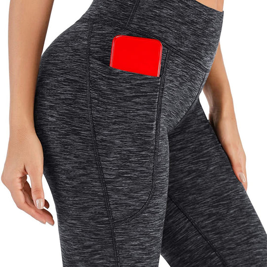 Damen Sportliche Bootcut-Leggings mit hohem Bund und Seitentaschen R&B