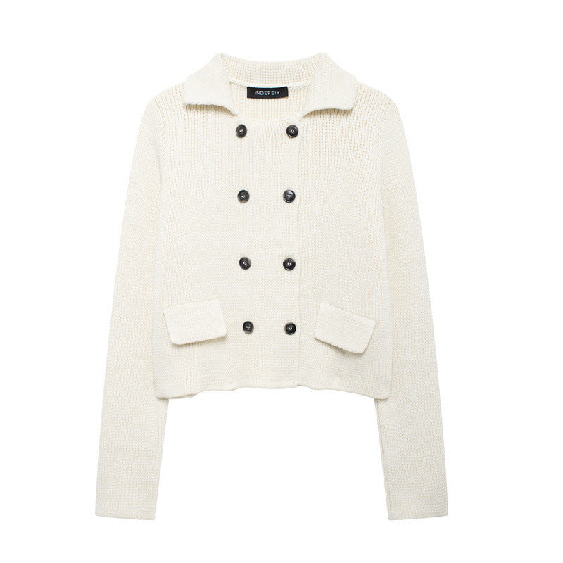 Damen Strickjacke mit doppelter Knopfreihe und praktischen Taschen R&B