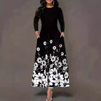 Damen Maxikleid mit floralem Druck und Taschen R&B