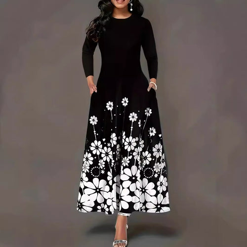 Damen Maxikleid mit floralem Druck und Taschen R&B