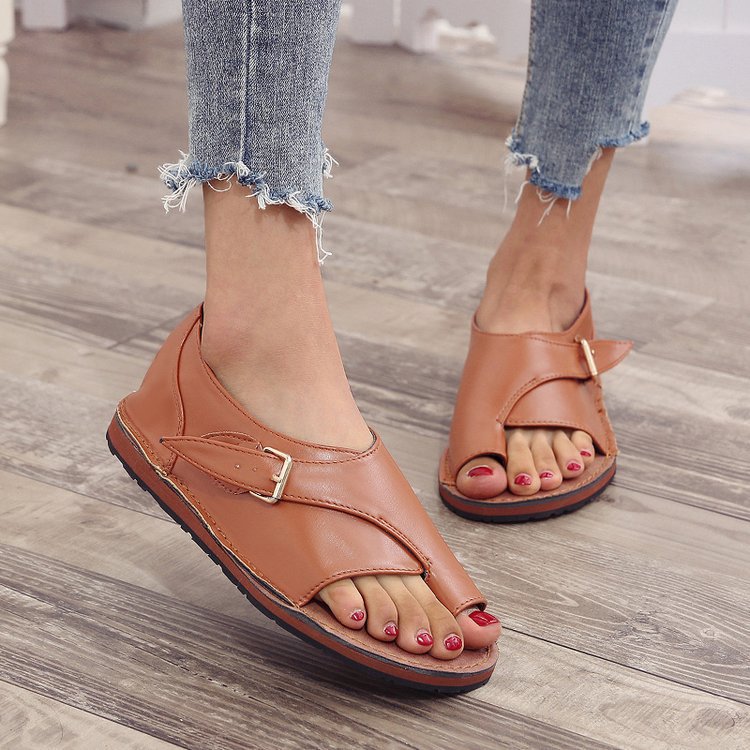 Damen Komfortable Zehensteg-Sandalen mit verstellbarem Riemen und anatomischem Fußbett R&B