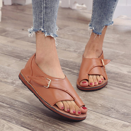 Damen Komfortable Zehensteg-Sandalen mit verstellbarem Riemen und anatomischem Fußbett R&B