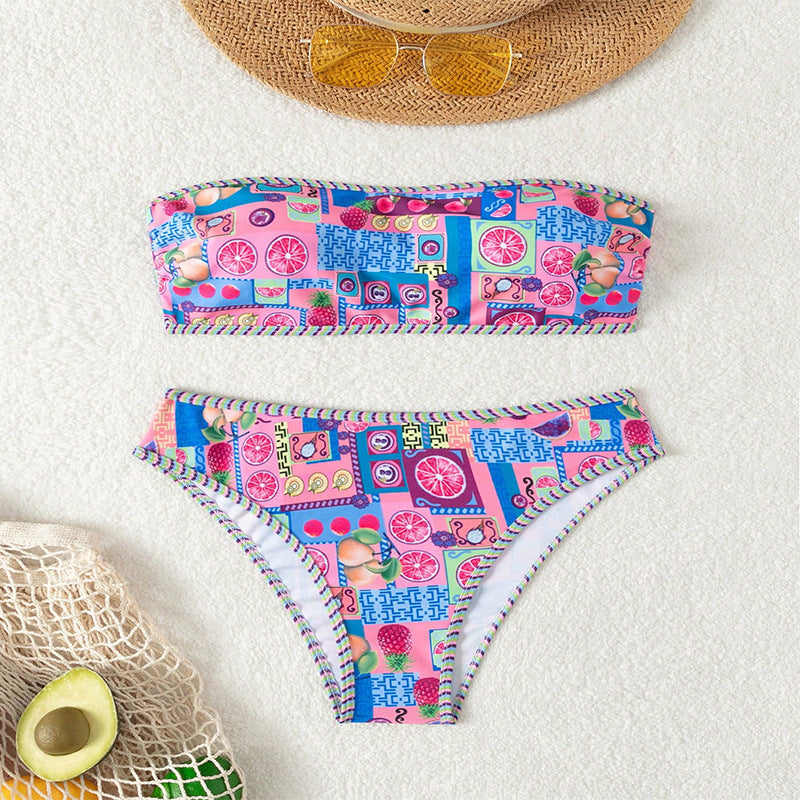 Damen Bikini-Set mit bandeau Oberteil und hohem Beinausschnitt R&B