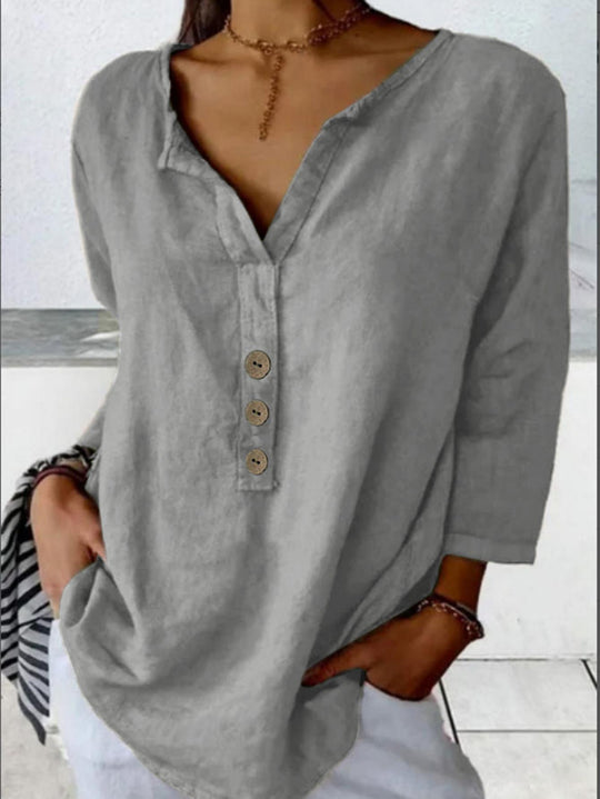 Damen Lässig geschnittenes Blusenshirt mit Knopfleiste R&B