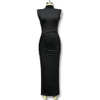 Damen Elegantes Maxikleid mit hoher Taille und tiefem Schlitz R&B