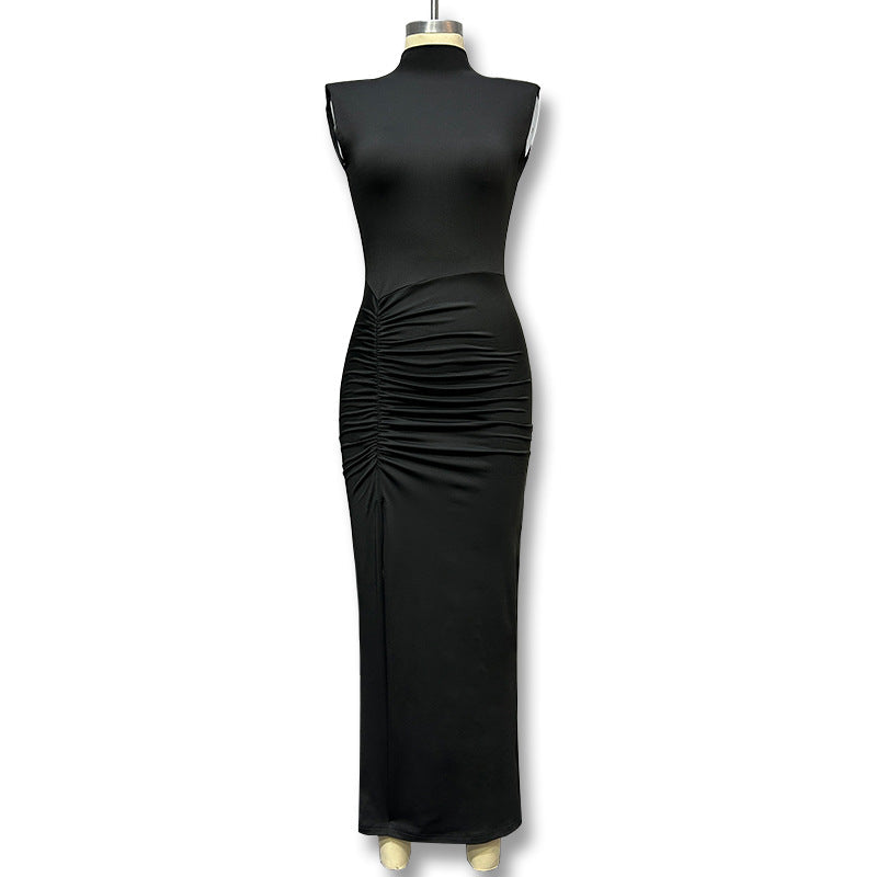 Damen Elegantes Maxikleid mit hoher Taille und tiefem Schlitz R&B