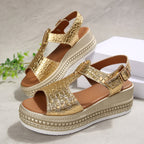 Damen Wedge-Sandalen mit strukturiertem Obermaterial und komfortablem Fußbett R&B