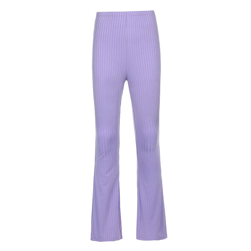 Damen Flared-Leggings mit geripptem Design und hohem Bund