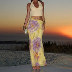 Damen Maxikleid mit floralem Design und verstellbarem Halterträger R&B